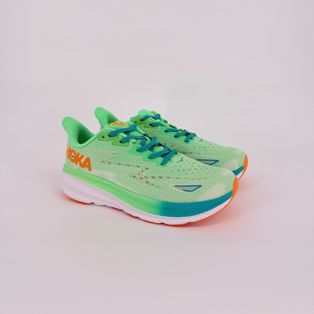 Hoka Clifton 9 Running Shoes Mens 9.5 Womens 10.5 Green Zest Glow Athletic